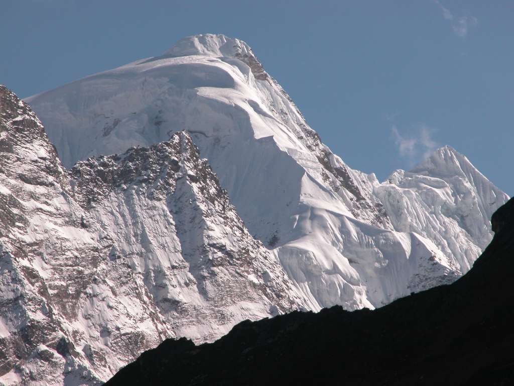 Manaslu 08 08 Unnamed Peak From Before Larkya Phedi Unnamed Peak (about 6170m) looks very different from the North from Larkya Phedi.